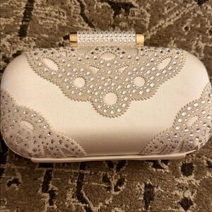 NWT Elegant Cream Clutch with Rhinestone Detailing